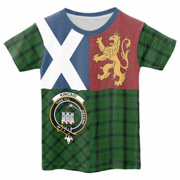 ScotsTee Shop Scottish Kincaid Crest Tartan T-shirt Lion Rampant Saltire Style