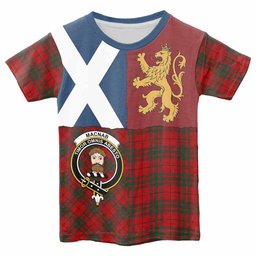 ScotsTee Shop Scottish MacNab (McNab) Crest Tartan T-shirt Lion Rampant Saltire Style