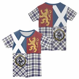 ScotsTee Shop Scottish Hannay Crest Tartan T-shirt Lion Rampant Saltire Style