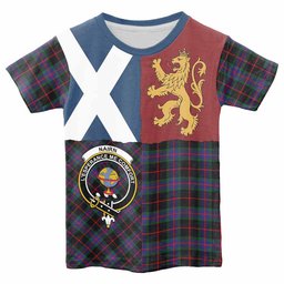 ScotsTee Shop Scottish Nairn Crest Tartan T-shirt Lion Rampant Saltire Style