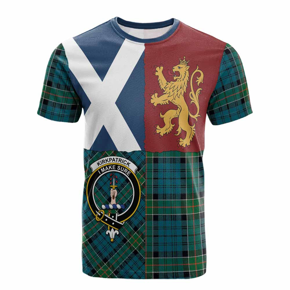 ScotsTee Shop Scottish Kirkpatrick Crest Tartan T-shirt Lion Rampant Saltire Style