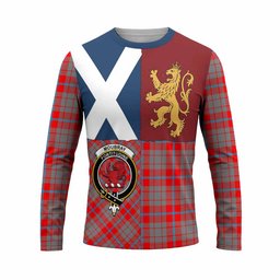 ScotsTee Shop Scottish Moubray Crest Tartan T-shirt Lion Rampant Saltire Style
