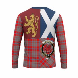 ScotsTee Shop Scottish Moubray Crest Tartan T-shirt Lion Rampant Saltire Style