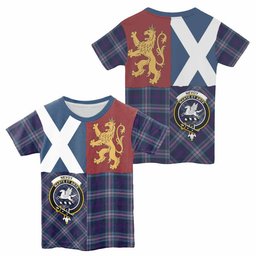 ScotsTee Shop Scottish Nevoy Crest Tartan T-shirt Lion Rampant Saltire Style