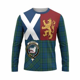 ScotsTee Shop Scottish Lockhart Crest Tartan T-shirt Lion Rampant Saltire Style