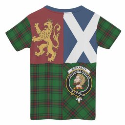 ScotsTee Shop Scottish Kirkaldy Crest Tartan T-shirt Lion Rampant Saltire Style
