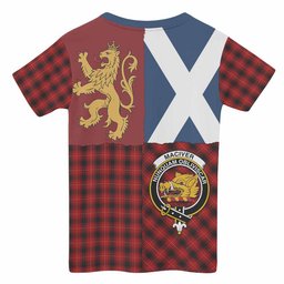 ScotsTee Shop Scottish MacIver (McIver) Crest Tartan T-shirt Lion Rampant Saltire Style