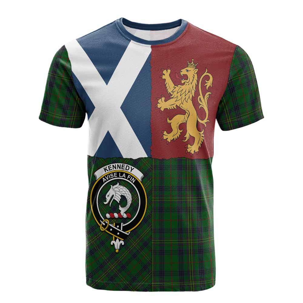 ScotsTee Shop Scottish Kennedy Crest Tartan T-shirt Lion Rampant Saltire Style
