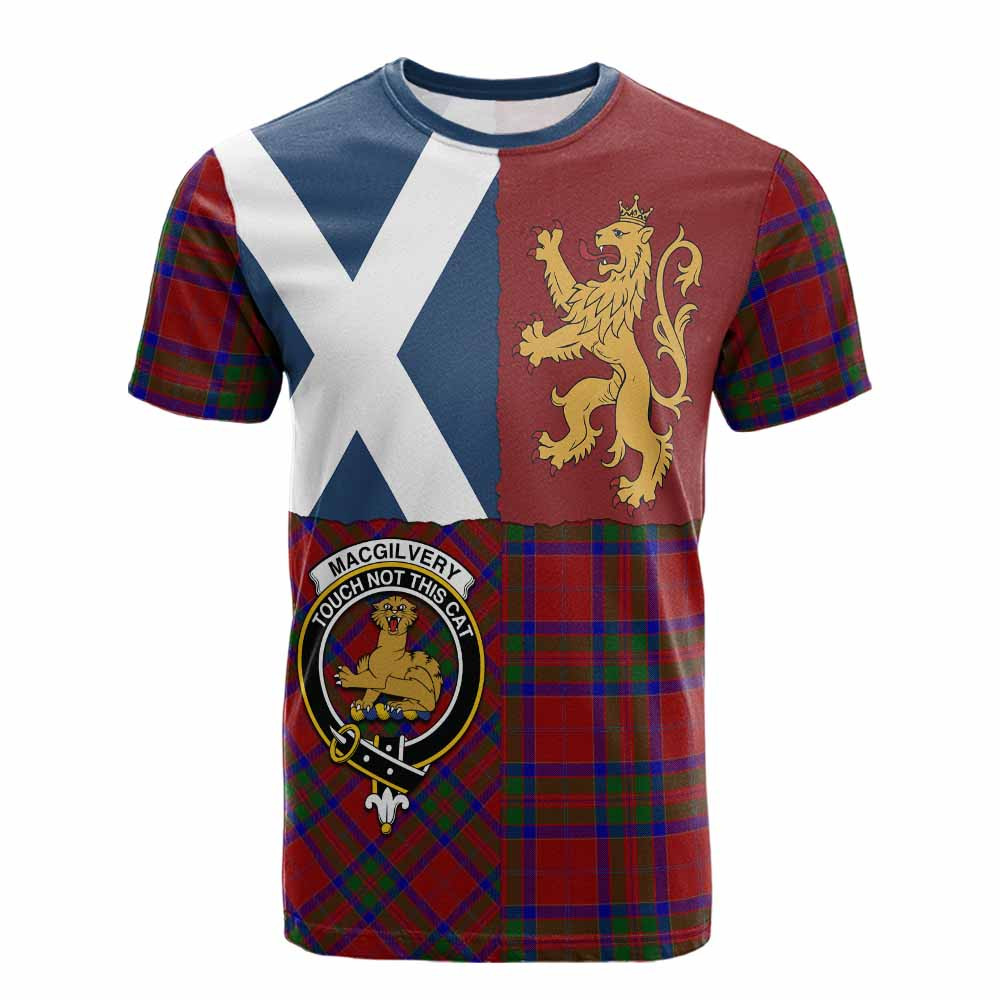 ScotsTee Shop Scottish MacGilvery (McGilvery) Crest Tartan T-shirt Lion Rampant Saltire Style