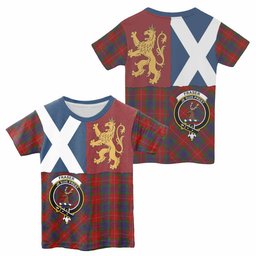 ScotsTee Shop Scottish Fraser Crest Tartan T-shirt Lion Rampant Saltire Style