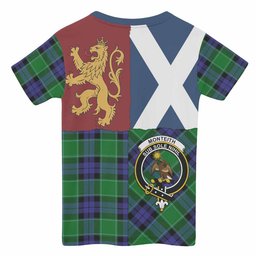 ScotsTee Shop Scottish Monteith Crest Tartan T-shirt Lion Rampant Saltire Style