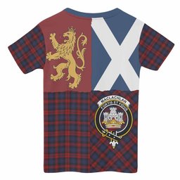 ScotsTee Shop Scottish MacLachlan (McLachlan) Crest Tartan T-shirt Lion Rampant Saltire Style