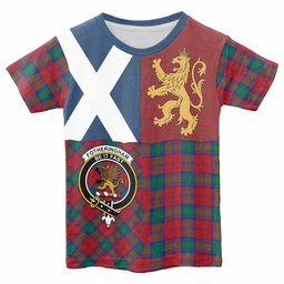 ScotsTee Shop Scottish Fotheringham (Fotheringhame) Crest Tartan T-shirt Lion Rampant Saltire Style