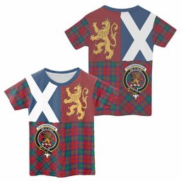 ScotsTee Shop Scottish Fotheringham (Fotheringhame) Crest Tartan T-shirt Lion Rampant Saltire Style