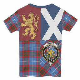 ScotsTee Shop Scottish Newton Crest Tartan T-shirt Lion Rampant Saltire Style