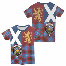 ScotsTee Shop Scottish Newton Crest Tartan T-shirt Lion Rampant Saltire Style