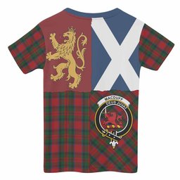 ScotsTee Shop Scottish MacDuff (McDuff) Crest Tartan T-shirt Lion Rampant Saltire Style