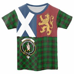 ScotsTee Shop Scottish Logie Crest Tartan T-shirt Lion Rampant Saltire Style