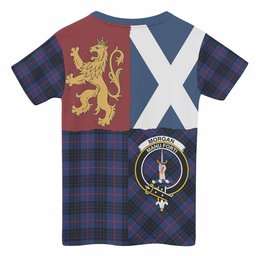 ScotsTee Shop Scottish Morgan Crest Tartan T-shirt Lion Rampant Saltire Style