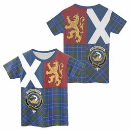 ScotsTee Shop Scottish Edmonstone Crest Tartan T-shirt Lion Rampant Saltire Style