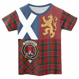ScotsTee Shop Scottish MacCracken (McCracken) Crest Tartan T-shirt Lion Rampant Saltire Style