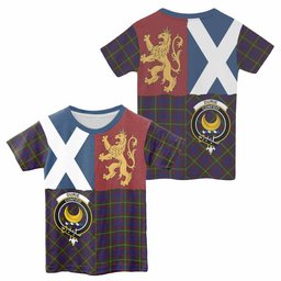 ScotsTee Shop Scottish Durie Crest Tartan T-shirt Lion Rampant Saltire Style