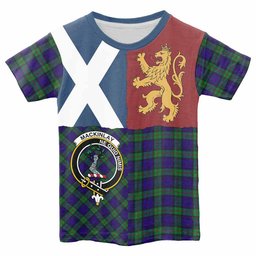 ScotsTee Shop Scottish MacKinlay (McKinlay) Crest Tartan T-shirt Lion Rampant Saltire Style