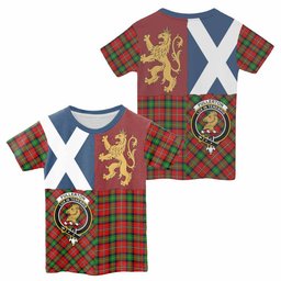 ScotsTee Shop Scottish Fullerton Crest Tartan T-shirt Lion Rampant Saltire Style