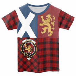 ScotsTee Shop Scottish Ewing Crest Tartan T-shirt Lion Rampant Saltire Style