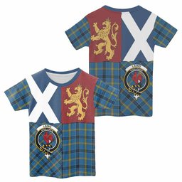 ScotsTee Shop Scottish Laing Crest Tartan T-shirt Lion Rampant Saltire Style