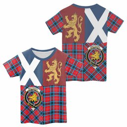 ScotsTee Shop Scottish MacTavish (McTavish) Crest Tartan T-shirt Lion Rampant Saltire Style