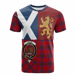ScotsTee Shop Scottish Leslie Crest Tartan T-shirt Lion Rampant Saltire Style