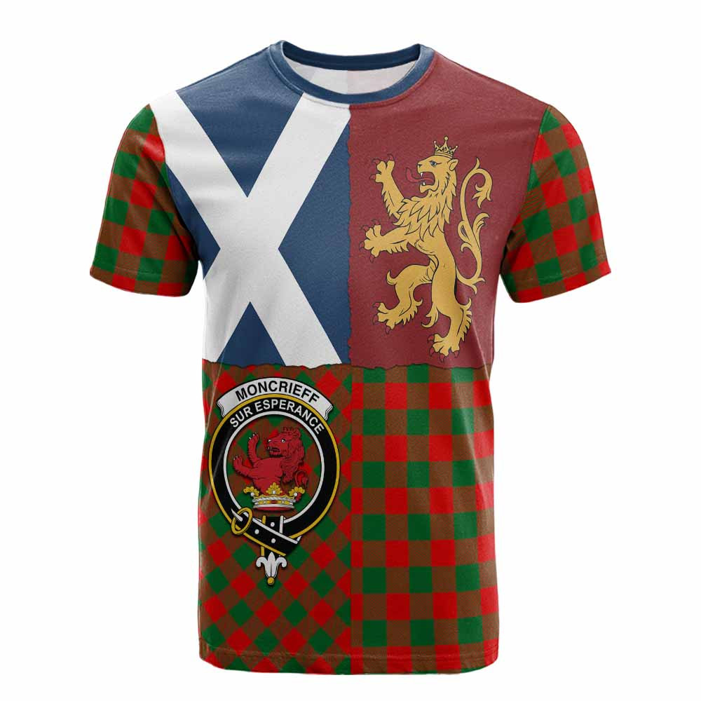 ScotsTee Shop Scottish Moncrieff (Moncreiffe) Crest Tartan T-shirt Lion Rampant Saltire Style