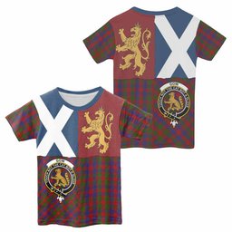 ScotsTee Shop Scottish Gow Crest Tartan T-shirt Lion Rampant Saltire Style