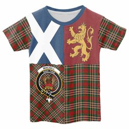 ScotsTee Shop Scottish MacGill (MakGill) Crest Tartan T-shirt Lion Rampant Saltire Style