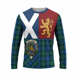 ScotsTee Shop Scottish MacThomas (McThomas) Crest Tartan T-shirt Lion Rampant Saltire Style