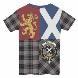 ScotsTee Shop Scottish Moffat Crest Tartan T-shirt Lion Rampant Saltire Style