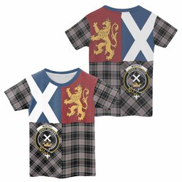 ScotsTee Shop Scottish Moffat Crest Tartan T-shirt Lion Rampant Saltire Style