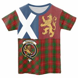 ScotsTee Shop Scottish MacPhee (McPhee) Crest Tartan T-shirt Lion Rampant Saltire Style