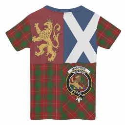 ScotsTee Shop Scottish MacPhee (McPhee) Crest Tartan T-shirt Lion Rampant Saltire Style