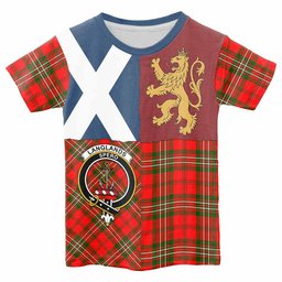 ScotsTee Shop Scottish Langlands Crest Tartan T-shirt Lion Rampant Saltire Style