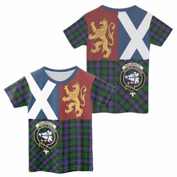 ScotsTee Shop Scottish Galbraith Crest Tartan T-shirt Lion Rampant Saltire Style