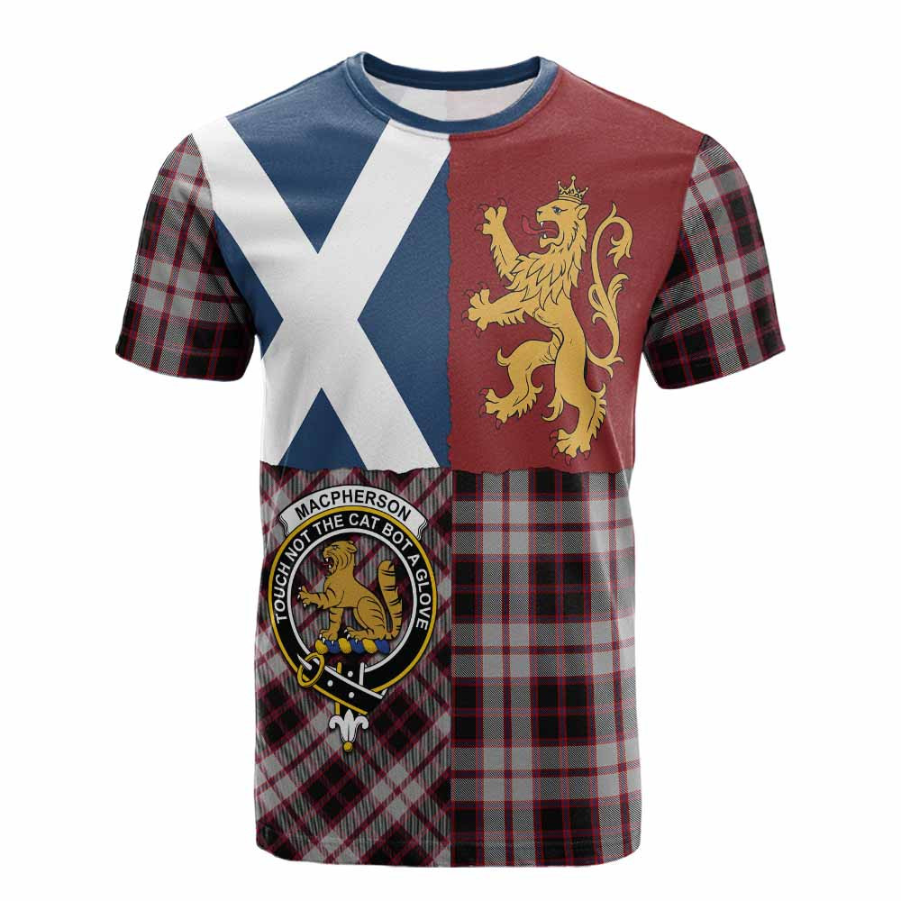ScotsTee Shop Scottish MacPherson (McPherson) Crest Tartan T-shirt Lion Rampant Saltire Style