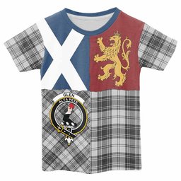 ScotsTee Shop Scottish Glen Crest Tartan T-shirt Lion Rampant Saltire Style