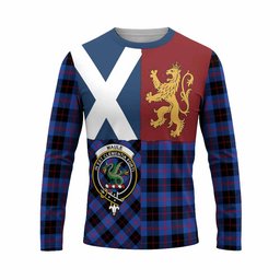 ScotsTee Shop Scottish Maule Crest Tartan T-shirt Lion Rampant Saltire Style