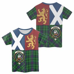 ScotsTee Shop Scottish Duncan Crest Tartan T-shirt Lion Rampant Saltire Style
