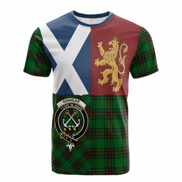 ScotsTee Shop Scottish Kinnear Crest Tartan T-shirt Lion Rampant Saltire Style