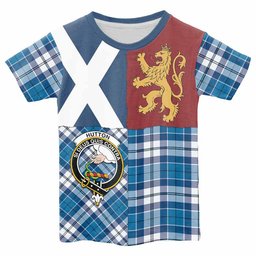 ScotsTee Shop Scottish Hutton Crest Tartan T-shirt Lion Rampant Saltire Style