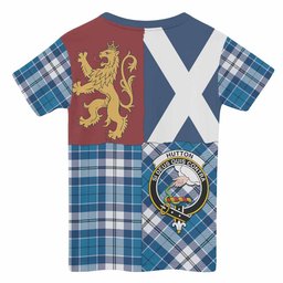 ScotsTee Shop Scottish Hutton Crest Tartan T-shirt Lion Rampant Saltire Style