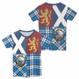 ScotsTee Shop Scottish Hutton Crest Tartan T-shirt Lion Rampant Saltire Style